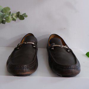 Gucci Brown Leather Driver Loafers - 8